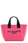 Allsaints Izzy Logo Print Knitted Mini Tote Bag In Hot Pink