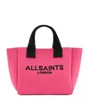 Allsaints Izzy Logo Print Knitted Mini Tote Bag In Pink