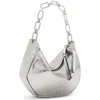 Allsaints Mini Madea Chain Handle Leather Shoulder Bag In Gunmetal Grey