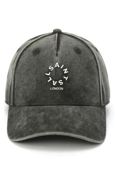 Allsaints Mini Tierra Wash Adjustable Cotton Twill Baseball Cap In Black