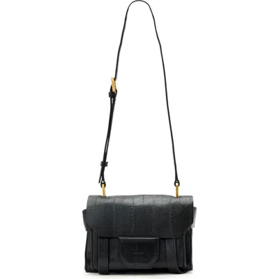 Allsaints Mini Ursa Eel Embossed Crossbody Bag In Black