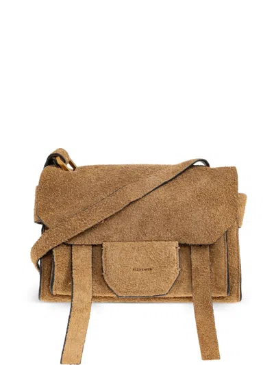 Allsaints Mini Ursa Flap-closure Leather Cross Body Bag In Brown