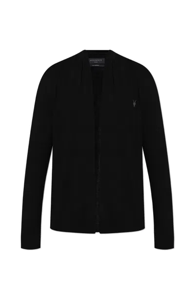 Allsaints Minimalist Open Knit Cardigan In Black