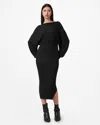 Allsaints Minori 2-in-1 Ribbed Midi Dress In Black