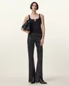 Allsaints Mio Cami Tank Top Womens 10 Black Cotton Stretch Sleeveless Buu3 In Black
