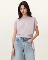 Allsaints Mira Cropped Drawcord T-shirt In Lilac Ash Pink
