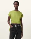 Allsaints Mira Ruched Cotton T-shirt In Unity Green