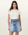 Allsaints Mira Cropped Satin Drawcord T-shirt In Tofu White