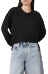 Allsaints Mira Haven Tie Hem Cotton Sweater In Black