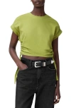 Allsaints Mira Ruched Cotton T-shirt In Unity Green