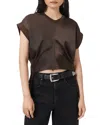Allsaints Mira Cropped Satin Drawcord T-shirt In Brown