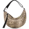 Allsaints Mirco Luna Snakeskin Embossed Leather Shoulder Bag In Brown