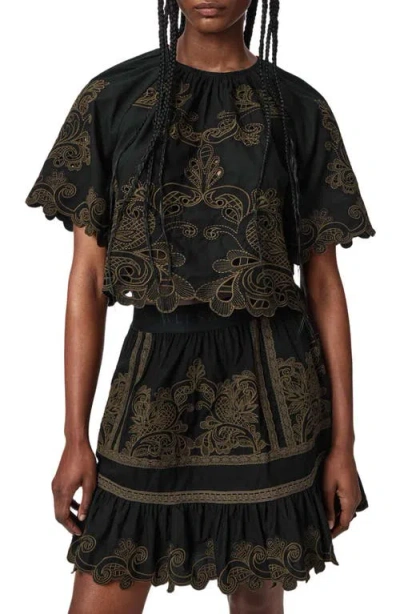 Allsaints Miriam Embroidered Cotton Top In Multi