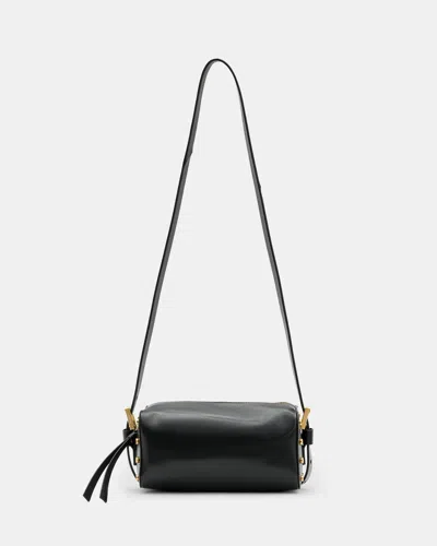 Allsaints Miro Barrell Leather Crossbody Bag In Black
