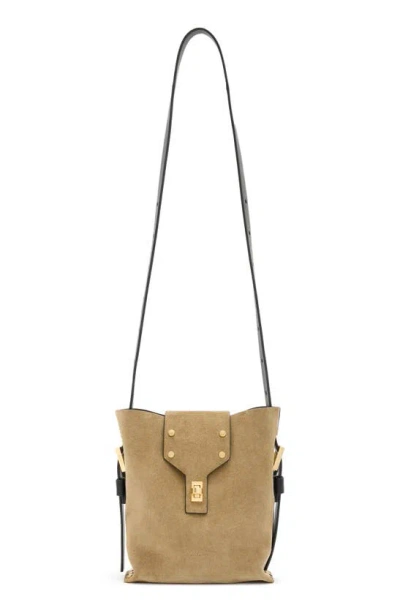 Allsaints Miro Crossbody Bucket Bag In Sughero Brown/light Gold