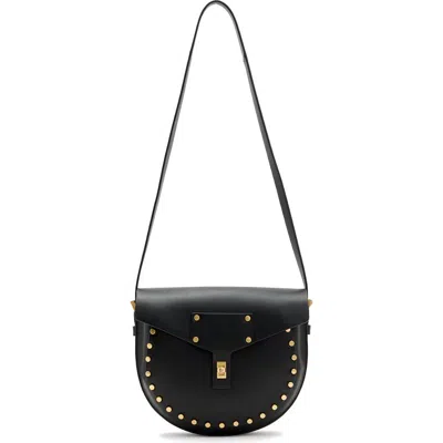 Allsaints Miro Leather Saddle Bag In Black