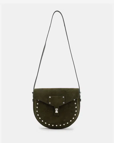 Allsaints Miro Leather Saddle Bag In Green