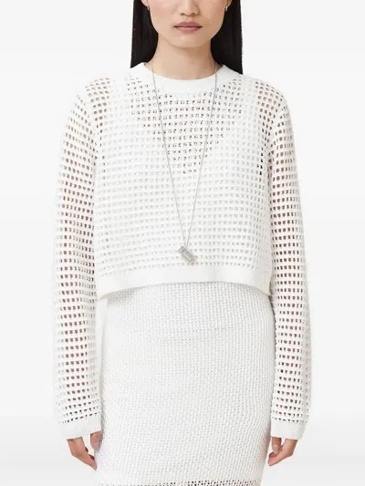 Allsaints Miro Mesh-knit Midi Dress In White