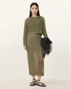 Allsaints Womens Miro Long-sleeve Knitted Maxi Dress Fir Green In Fir Green