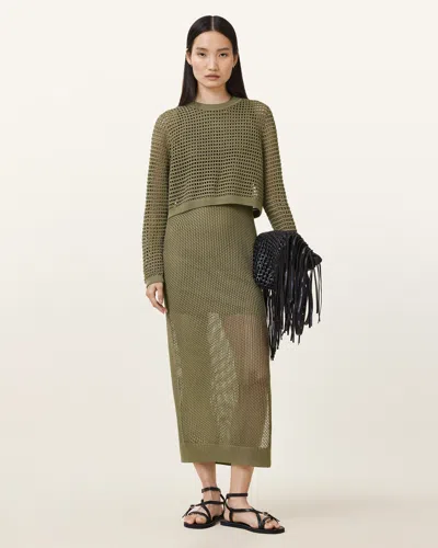 ALLSAINTS MIRO OPEN STITCH 2-IN-1 MAXI DRESS