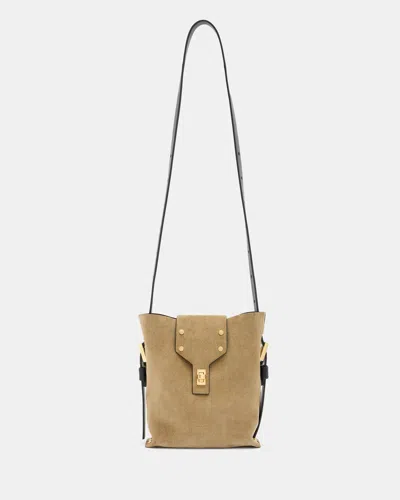 Allsaints Miro Turn Lock Leather Crossbody Bag In Brown