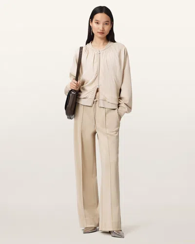 Allsaints Mirri Wide Leg Jersey Joggers In Neutral