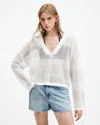 Allsaints Misha V-neck Open Stitch Sweater In White