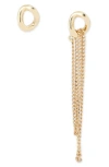 Allsaints Mismatch Stud & Chain Drop Earrings In Gold