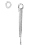 Allsaints Mismatch Stud & Chain Drop Earrings In Metallic