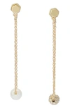 Allsaints Mismatched Ball Drop Earrings In Gold
