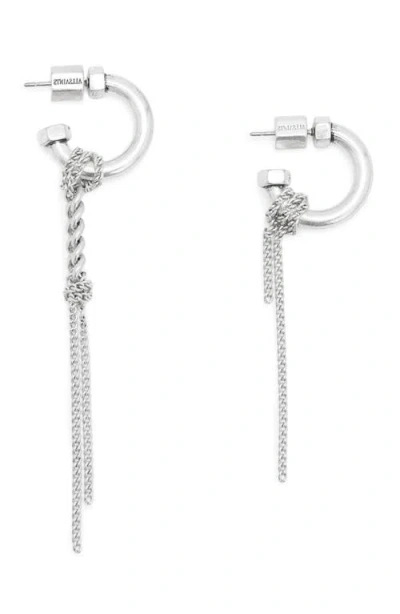 Allsaints Mismatched Chain Drop Huggie Hoop Earrings In Silver
