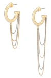 Allsaints Mismatched Draped Chain Huggie Hoop Earrings In Gold