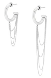 Allsaints Mismatched Draped Chain Huggie Hoop Earrings In Silver