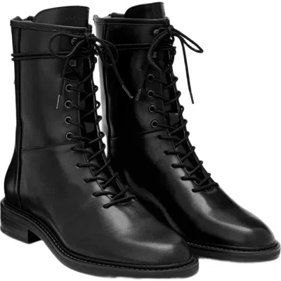 Allsaints Misty Leather Combat Boot In Black