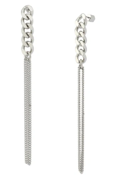 Allsaints Mix Chain Linear Drop Earrings In Silver