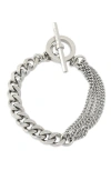 Allsaints Mix Chain Toggle Bracelet In Silver