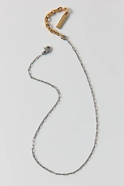 Allsaints Mixed Metal Oval Link Chain Necklace In Gold, Women's At Urban Outfitters In Metallic