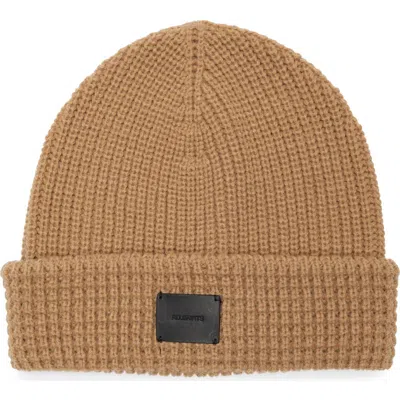 Allsaints Mixed Stitch Beanie In Brown