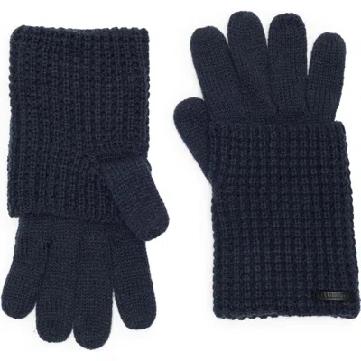 Allsaints Mixed Stitch Gloves In Blue