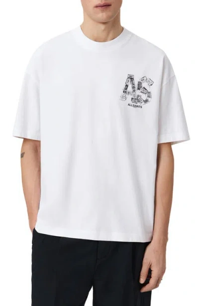 Allsaints Mixtape Graphic Logo T-shirt With Back Print In White