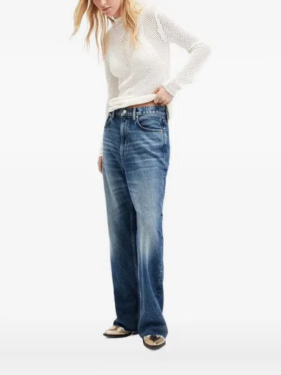 Allsaints Mock-neck Fishnet Knitwear In White