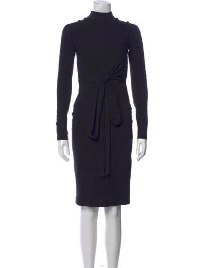 Pre-owned Allsaints Mock Neck Knee-length Dress In Blue