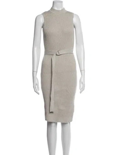 Pre-owned Allsaints Mock Neck Knee-length Dress In Neutrals