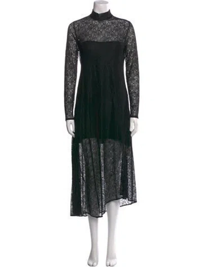 Pre-owned Allsaints Mock Neck Long Dress In Black