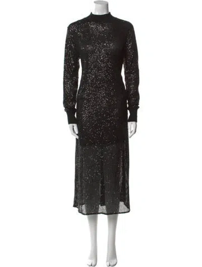 Pre-owned Allsaints Mock Neck Long Dress In Black