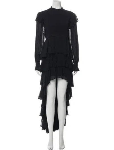 Pre-owned Allsaints Mock Neck Long Dress In Black