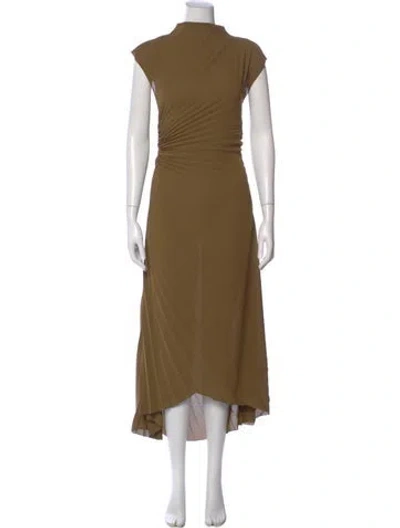 Pre-owned Allsaints Mock Neck Long Dress In Brown