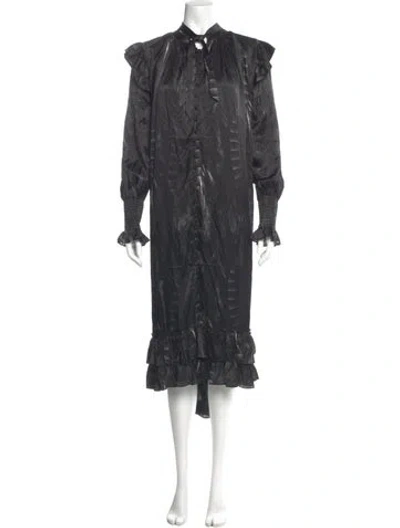 Pre-owned Allsaints Mock Neck Long Dress In Gray