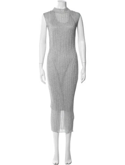 Pre-owned Allsaints Mock Neck Long Dress In Gray