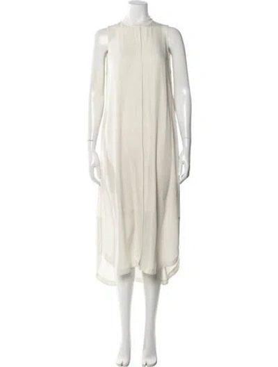 Pre-owned Allsaints Mock Neck Long Dress In Neutral